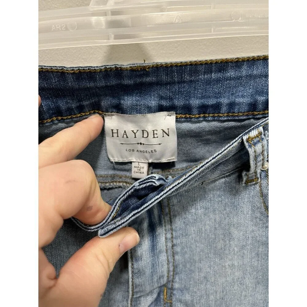 Hayden Women's Large (12/14) Two-Tone Jeans Skinny Fit Frayed Hem Color-Block